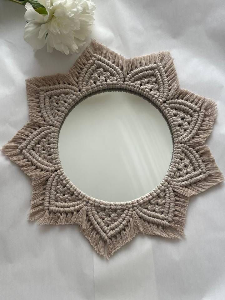 Macrame mirror frame