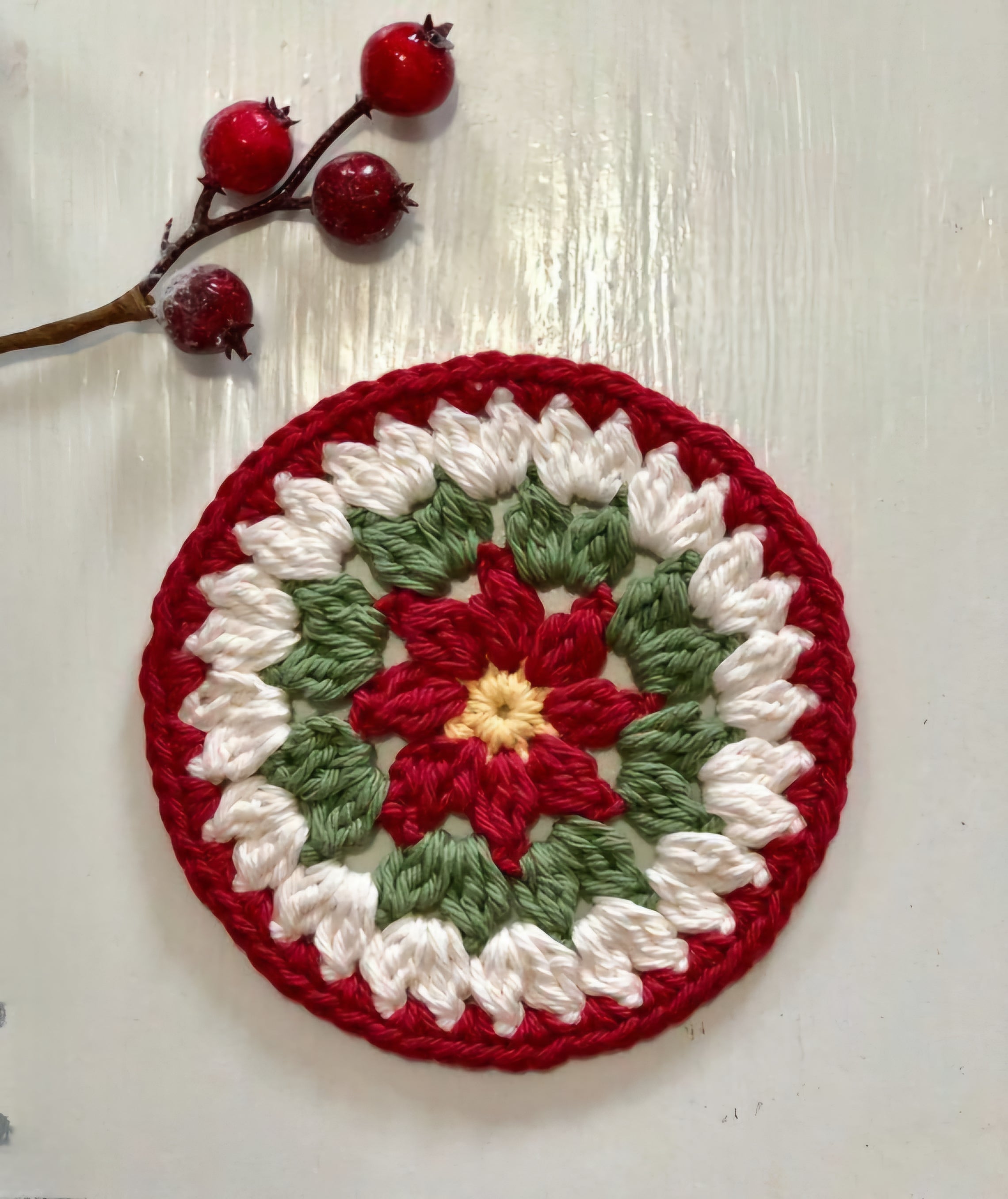 Crochet charismas coaster